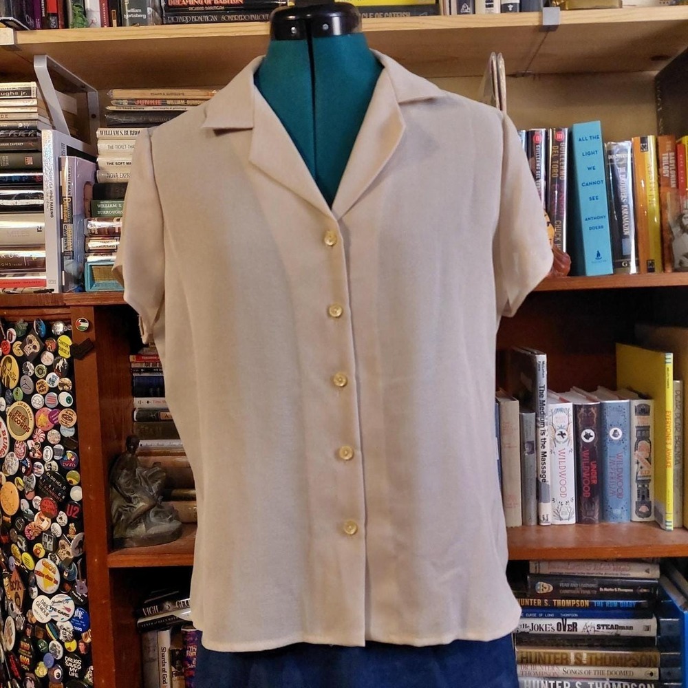 Vintage sheer short sleeve button up, pictured.